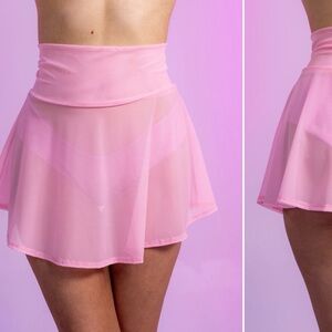 Rave Wonderland baby pink mesh skater skirt